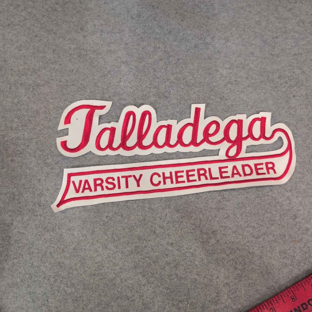 Talladega Varsity Cheerleader Red White Embroidered Letterman Jacket Patch - Picture 1 of 3